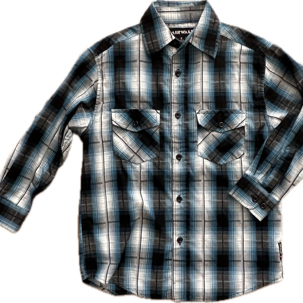 Airwalk Kids Plaid Shirt - Black, Blue, and White